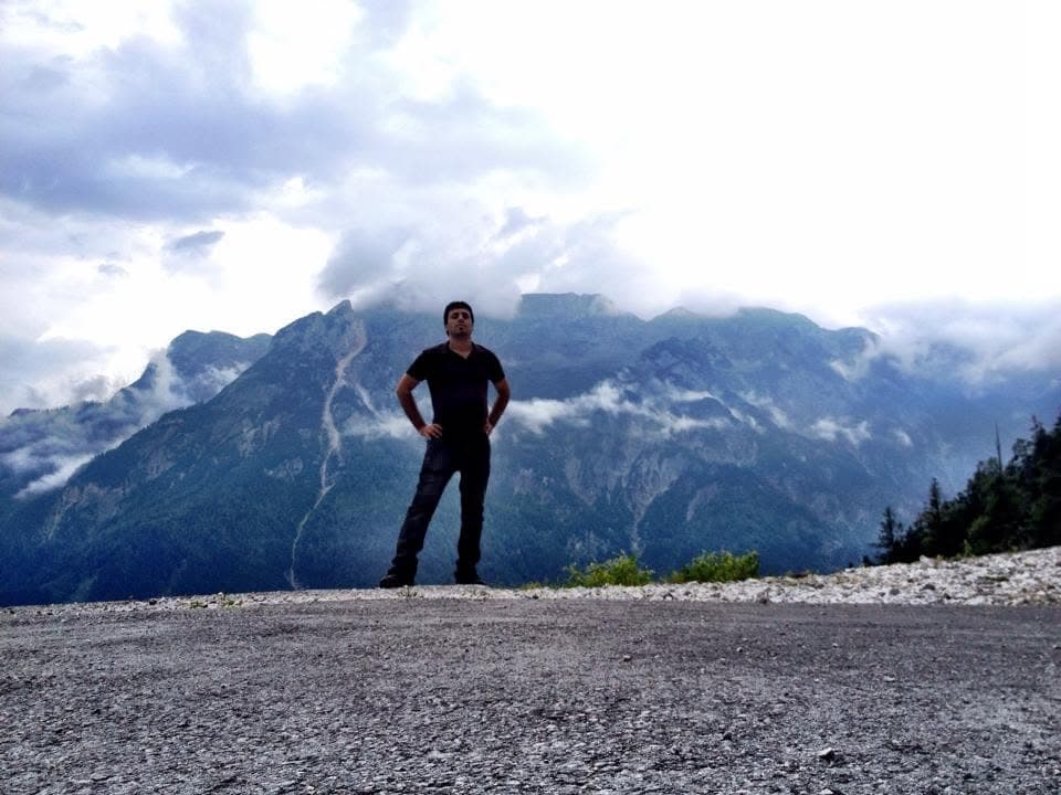 Alon Halawi hiking in the Alps